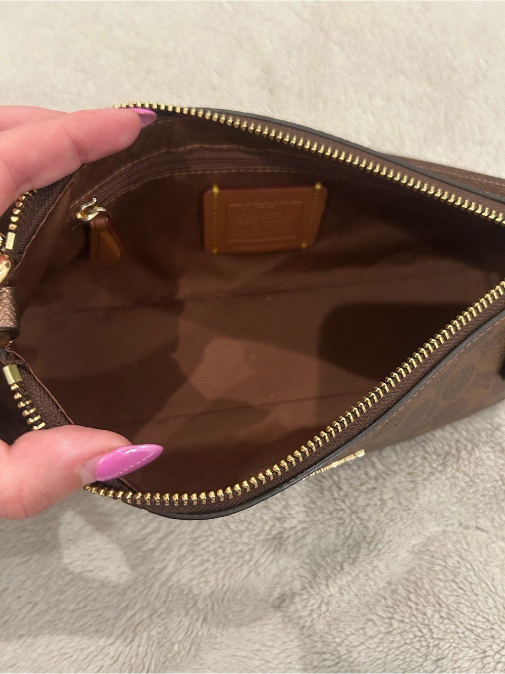 COACH Charlotte Gold/Bronze Signature Canvas Shoulder Bag - Picture 5 of 7